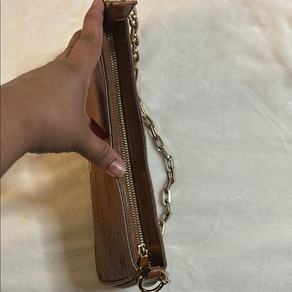 Aldo Brown and Gold Croc Embossed Shoulder Bag - Picture 7 of 11
